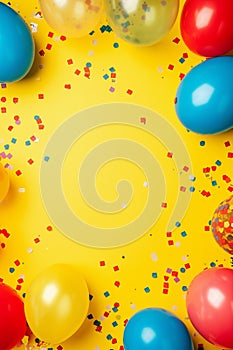 Festive Balloons: Vibrant Party Background on Yellow
