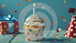 A Festive Birthday Cupcake.AI generated image