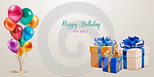 Festive birthday illustration with balloons and gift boxes