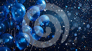 Festive blue balloons background
