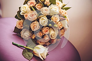 Festive bouquet of the bride,Wedding bouquet. Bride`s flowers,Wedding holiday