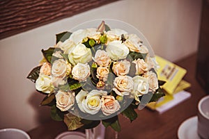 Festive bouquet of the bride,Wedding bouquet. Bride`s flowers,Wedding holiday