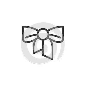 Festive Bowknot icon. Decoration on gift box, element of party outfit, decor in christmas and other holidays symbol