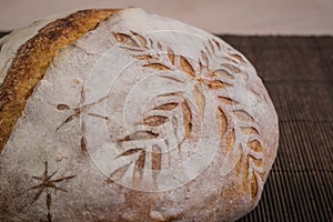Festive bread with ornamental decorations
