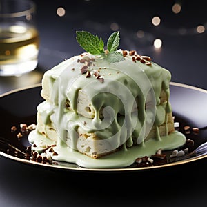 Festive Bread Pudding With Green Frosting And Sprinkles