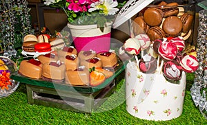 Festive brunch buffet Valentine`s Day, Mother`s Day, Woman`s Day, catering and candy bar