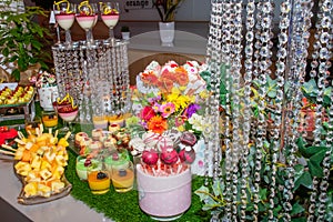 Festive brunch buffet Valentine`s Day, Mother`s Day, Woman`s Day, catering and candy bar