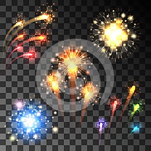 Festive bursting firework set