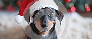 Festive Canine Adventures As A Joyful Pup Dons A Santa Hat