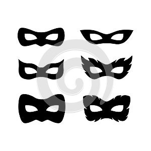 Festive carnival masks silhouette set vector illustration