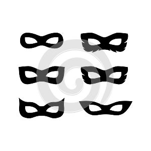 Festive carnival masks silhouette set vector illustration