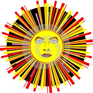 Festive, Carnival Sun With Multi-Colored Rays.