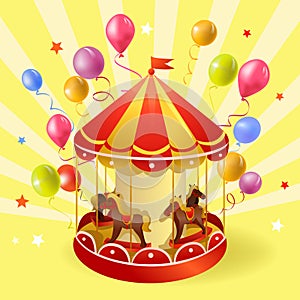 Festive carousel with balls