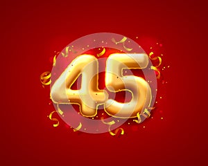 Festive ceremony balloons, 45th numbers balloons. Vector