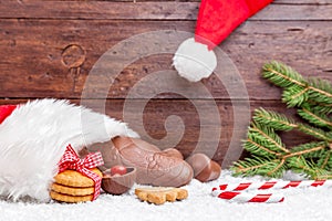 Festive Christmas background with sweets and decoration