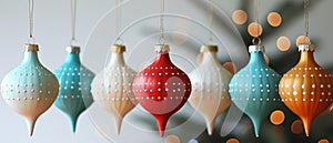 Festive Christmas Baubles with Sparkling Lights on Blurry Background. Christmas Banner