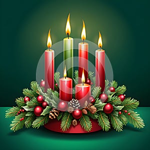 Festive christmas candles centerpiece