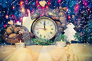 Festive Christmas clock time twelfth New Year