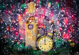 Festive Christmas clock time twelfth New Year
