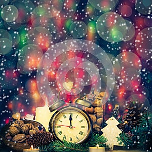 Festive Christmas clock time twelfth New Year