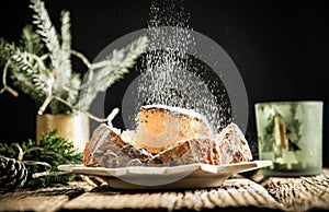 festive christmas cookies on wooden table