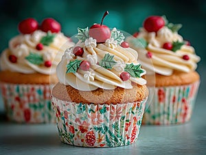 a festive Christmas cupcake