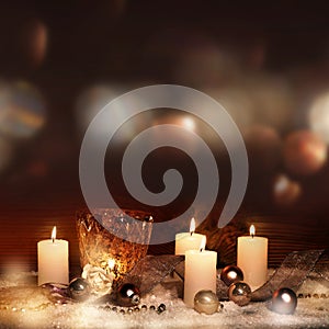 Festive christmas decoration with candles