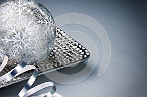 Festive Christmas decoration in silver tone