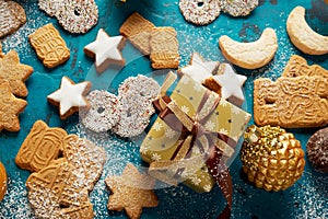 Festive Christmas food and baking background