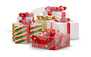 Festive Christmas gifts 3d-illustration wrapped packages