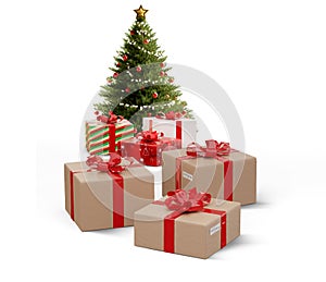 Festive Christmas gifts 3d-illustration wrapped packages