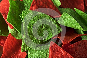 Festive Christmas Green and Red Tortilla Chips