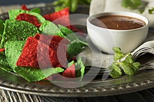 Festive Christmas Green and Red Tortilla Chips