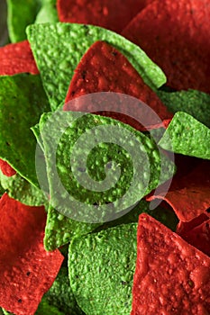 Festive Christmas Green and Red Tortilla Chips