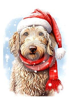 Festive Christmas Labradoodle - Christmas Card Concept