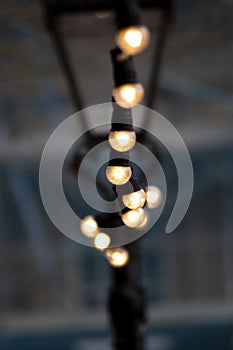 Festive Christmas string of lights strung between lampposts photo