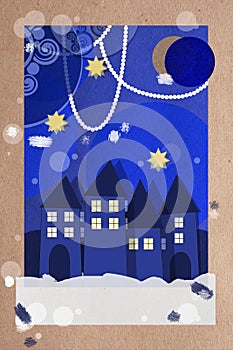 Festive Christmas village greeting card