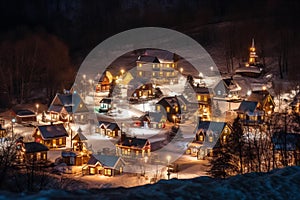 Festive Christmas Village with Twinkling Lights