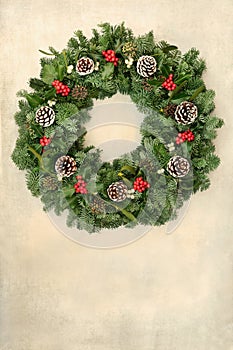 Festive Christmas Wreath with Winter Greenery