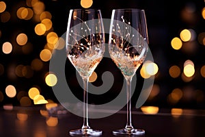 Festive Clicking sparkle champagne. Generate Ai photo