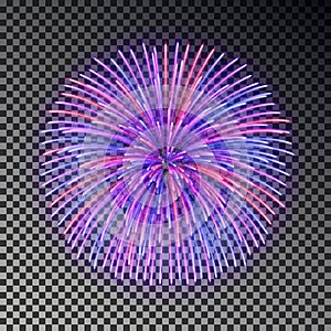 Festive color fireworks. Christmas firecracker light effect isolated on dark background. Firework de