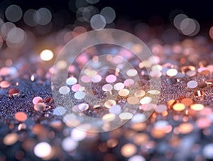 Festive colorful background with sparkles and bokeh. Christmas background. AI