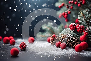 Festive colorful christmas background with snow.