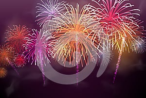 Festive colour firework background
