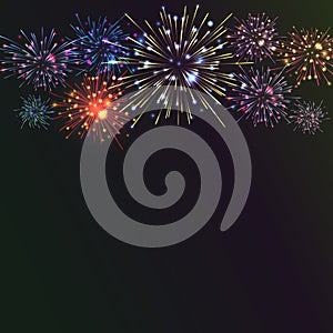 Festive colour firework background.