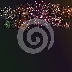 Festive colour firework background.