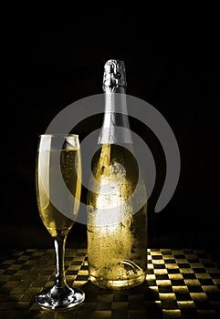 Festive Commercial Celebrations - Gold Bottle & Glass