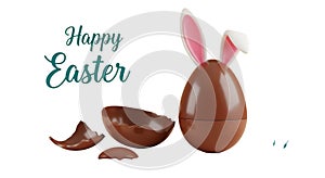 Happy Easter Chocolate Egg with Bunny Ears