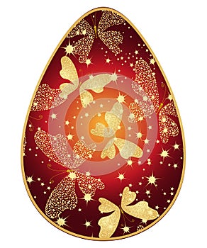 Festivo de decorado pascua de resurrección huevos dorado mariposas a estrellas 