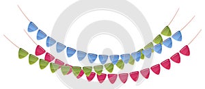 Festive decoration for a birthday party. Carnival garland with flags on an isolated background.